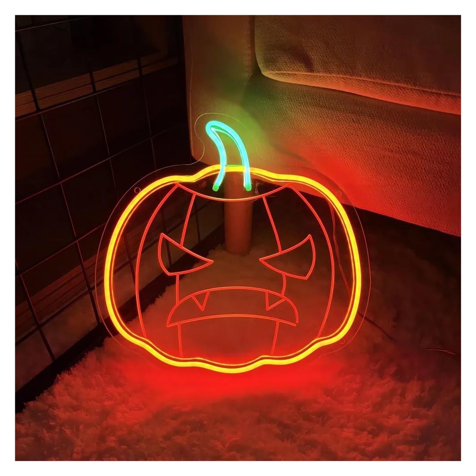 LEMST Signs Lamp Carves Pumpkin Neon Signs USB Powered, Adjustable Brightness Neon Lights Pumpkin Suitable for Shop Sign Decor 29cmx30cm