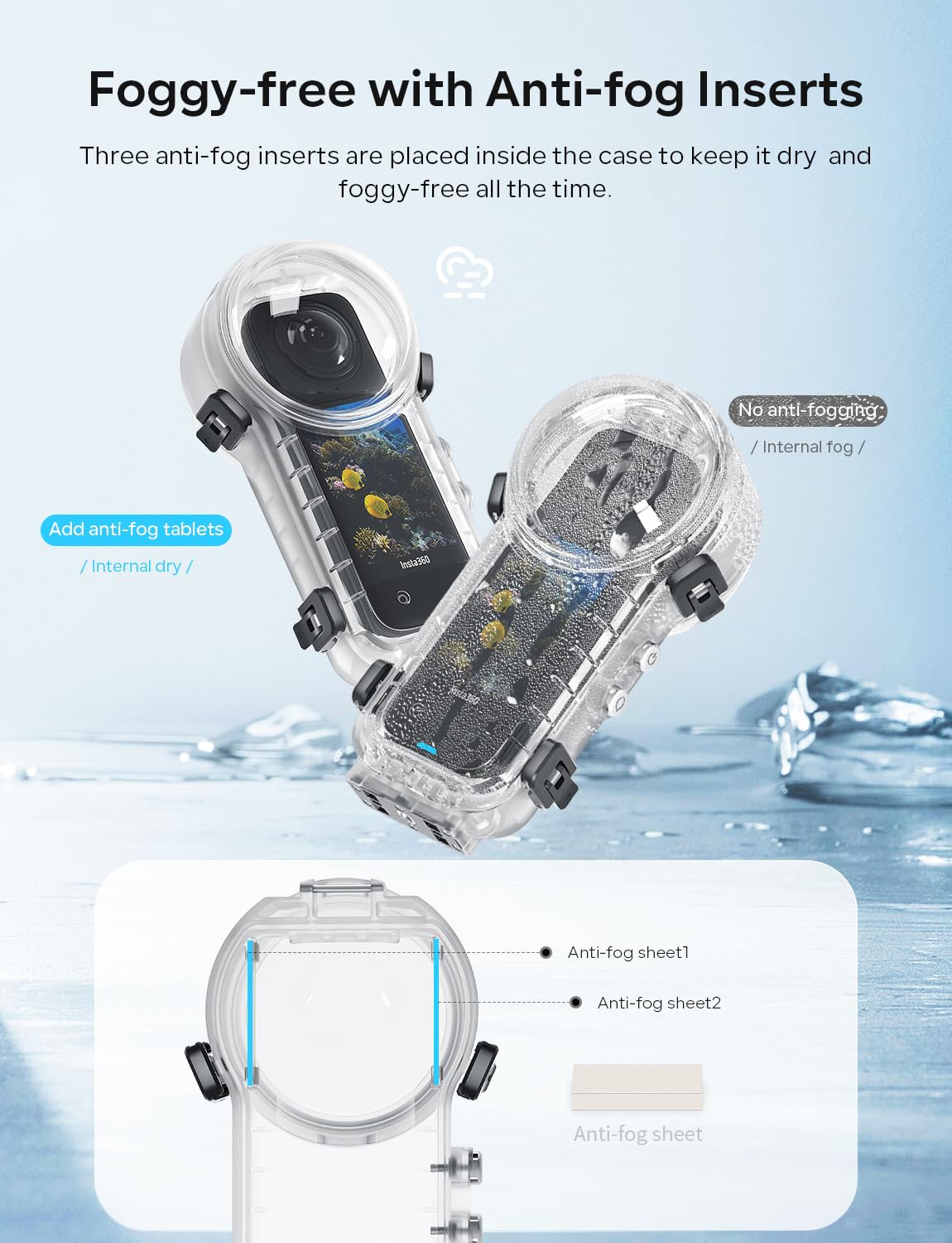Coyktonty Invisible Dive Case for Insta360 X4,164ft/50M Waterproof Housing with 1/4 Threaded Hole,Quick Connect Magnetic Adapter Mount
