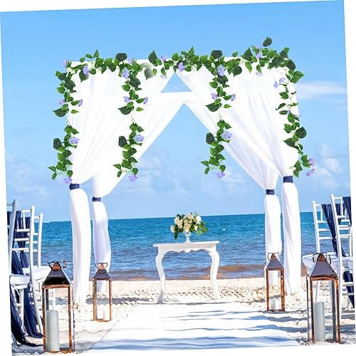 Miniatura 10 de Veemoon 2 guirnaldas colgantes de trompeta, flores, plantas, plantas, escaleras, valla de boda, cestas al aire libre, decoración de seda, vides de