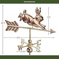 Vista 3 de Good Directions Veleta de jardín de conejo, cobre pulido, incluye poste de jardín