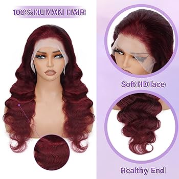 Amazon.com : CITY GIRL 26 Inch 99J Burgundy Lace Front Wigs