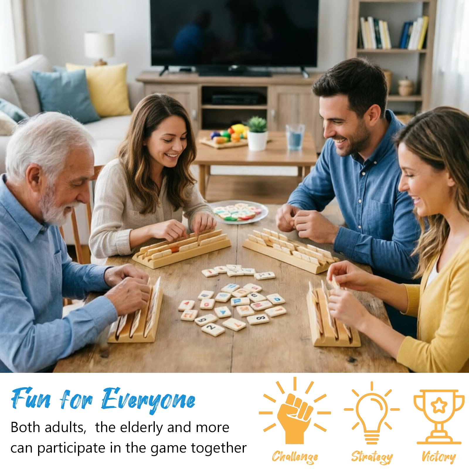Rummy Reisespiel Set, Rummy Titel Set mit Zahlen Okey Spiel Set, 112 Spielsteinen & 4 Halter, Tragbares Brettspiel Strategie für 2-4 Spieler, Erwachsene Und Familie