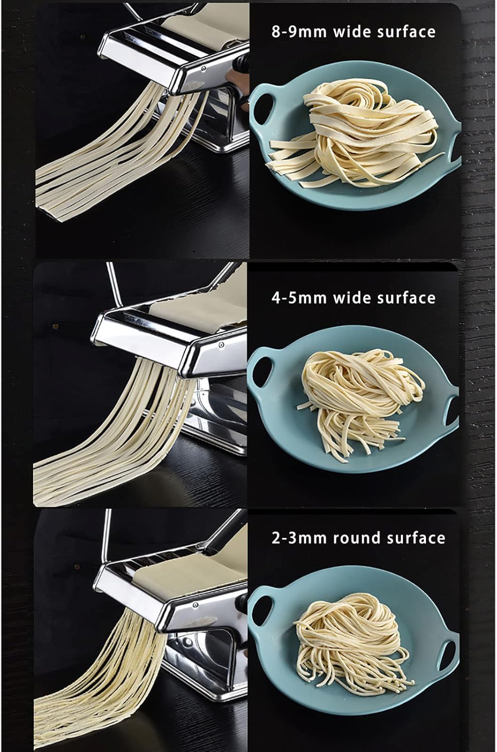 Mquina para Hacer Pasta Mquina Manual para Hacer Fideos Acero Inoxidable Extrable 6 configuraciones de Espesor Ajustables Espagueti, Masa, Pieles para albndigas