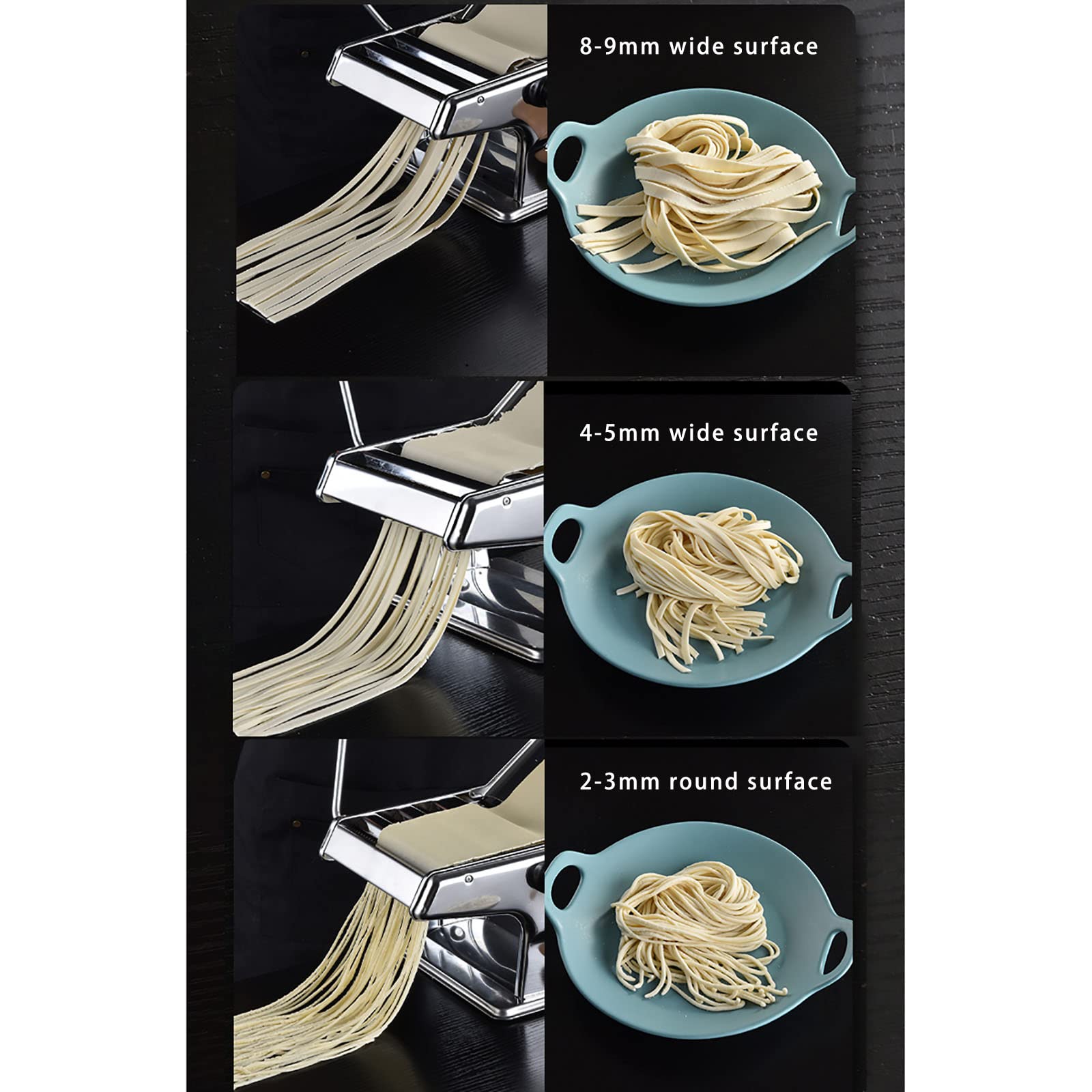 Máquina para Hacer Pasta Máquina Manual para Hacer Fideos Acero Inoxidable Extraíble 6 configuraciones de Espesor Ajustables Espagueti, Masa, Pieles para albóndigas