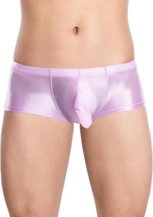 Mens Glossy Thin Sheer Boxer Shorts Sheath Design Low Rise Elastic Waistband Briefs Underwear