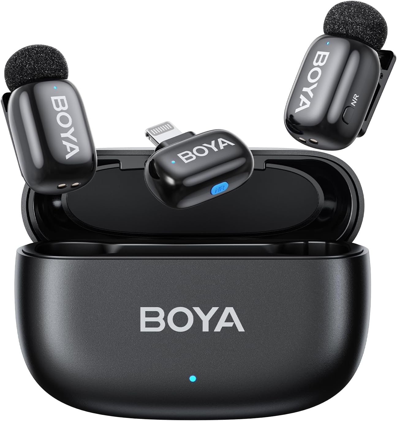 BOYA Mini Wireless Microphone for iPhone, Ultra Light 5g Lavalier Microphone with Lightning Plug, AI Voice Changer, Noise Reduction 3 Levels, 30h, Professional Wireless Microphones for Social Video