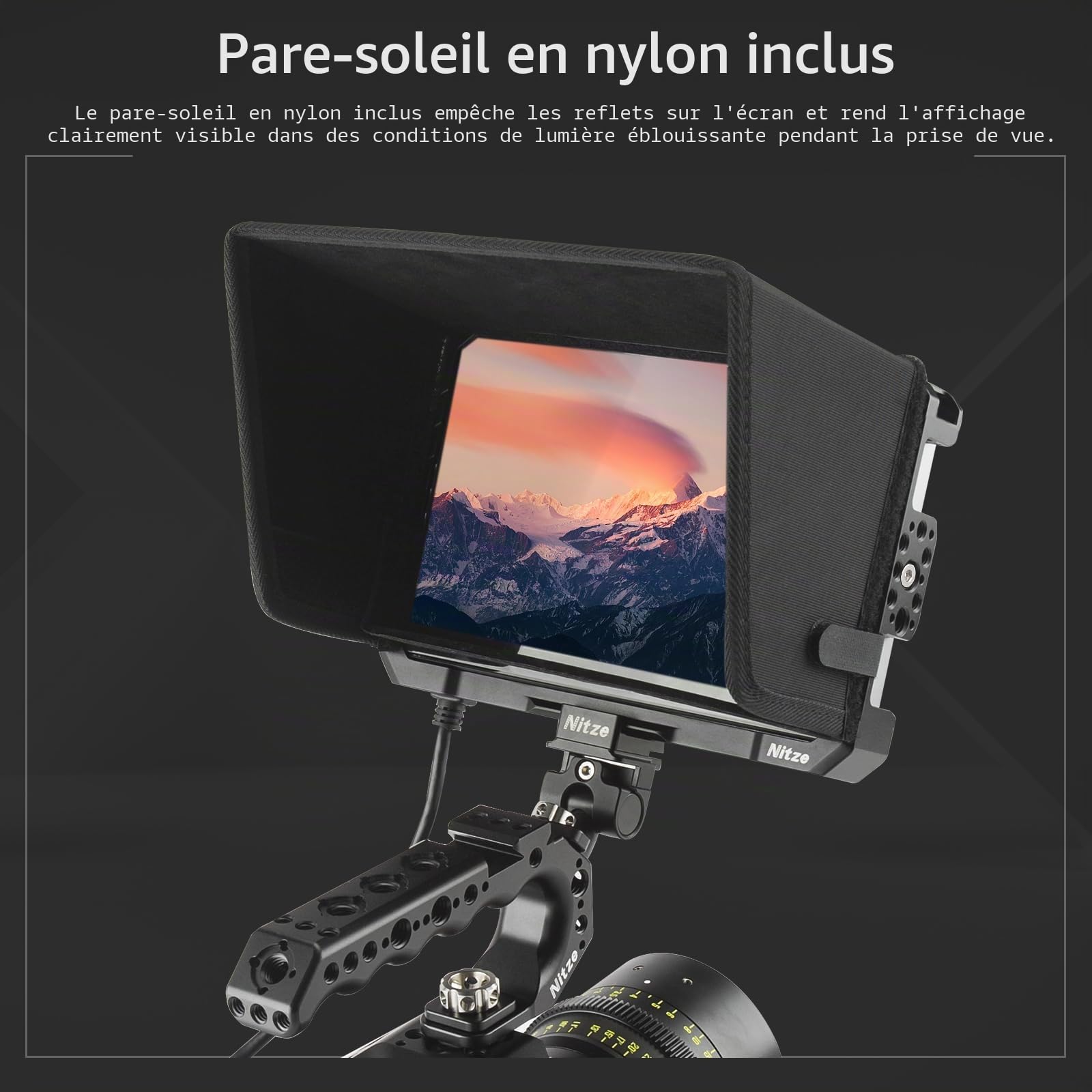 Nitze Cage pour Moniteur SmallHD Indie 7/702 Touch 7" avec Pare-Soleil - JT-S02B