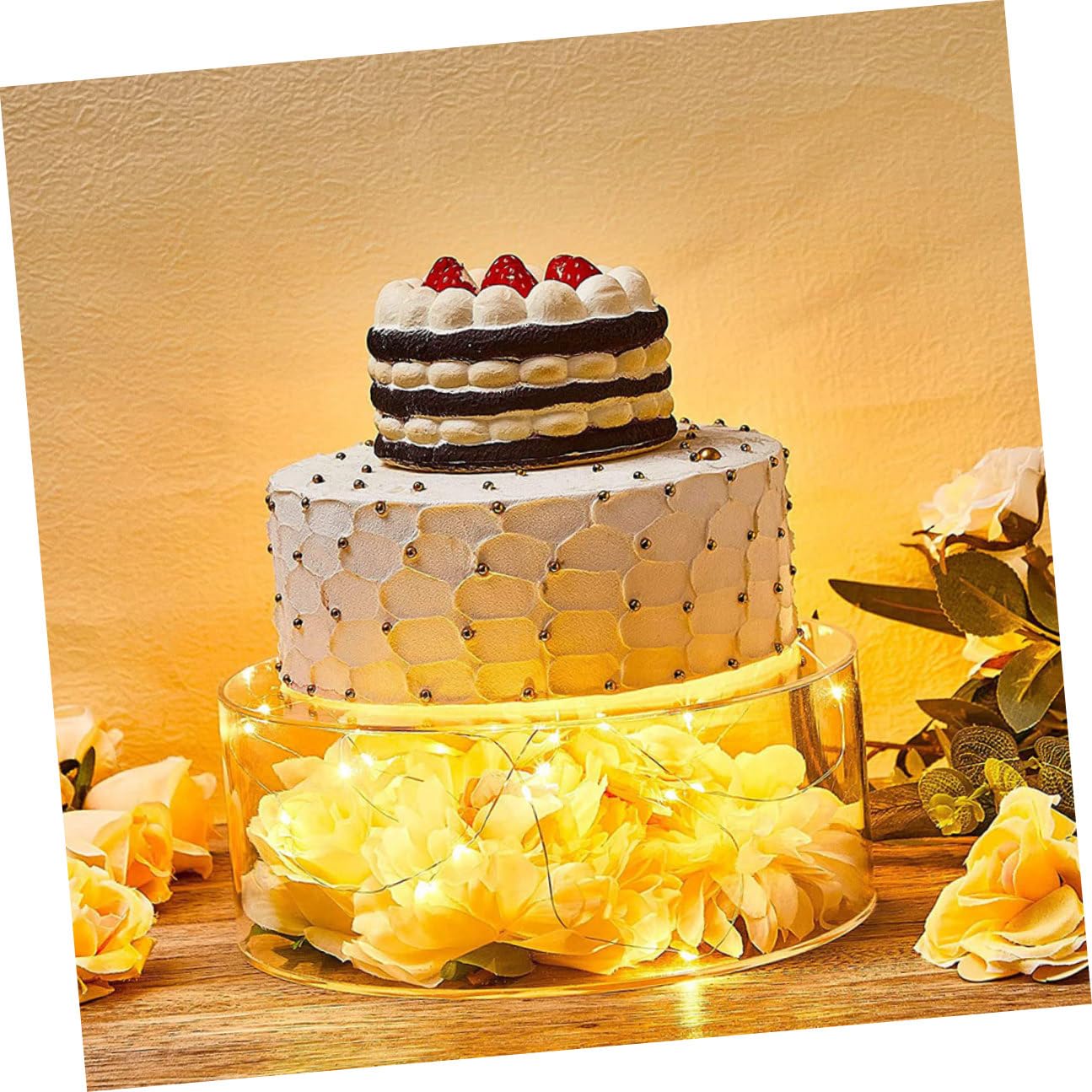 Didiseaon Alzata per Torta Rotonda in Acrilico Trasparente, Set 2 Pezzi, Supporto Decorativo per Cupcake e Dolci, per Feste, Matrimoni e Compleanni