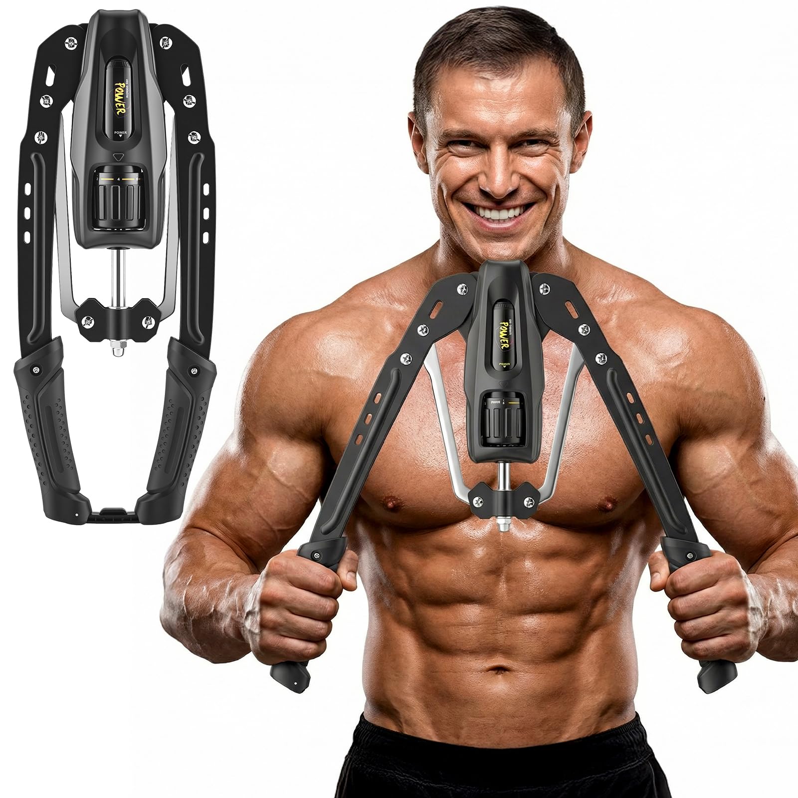 Entrenador de brazo con cilindro hidráulico de 10 a 200 kg, resistencia – Esparcidor ajustable para el pecho – Entrenamiento corporal completo – Brazo para hombros – Twister Fitness hidráulico Home