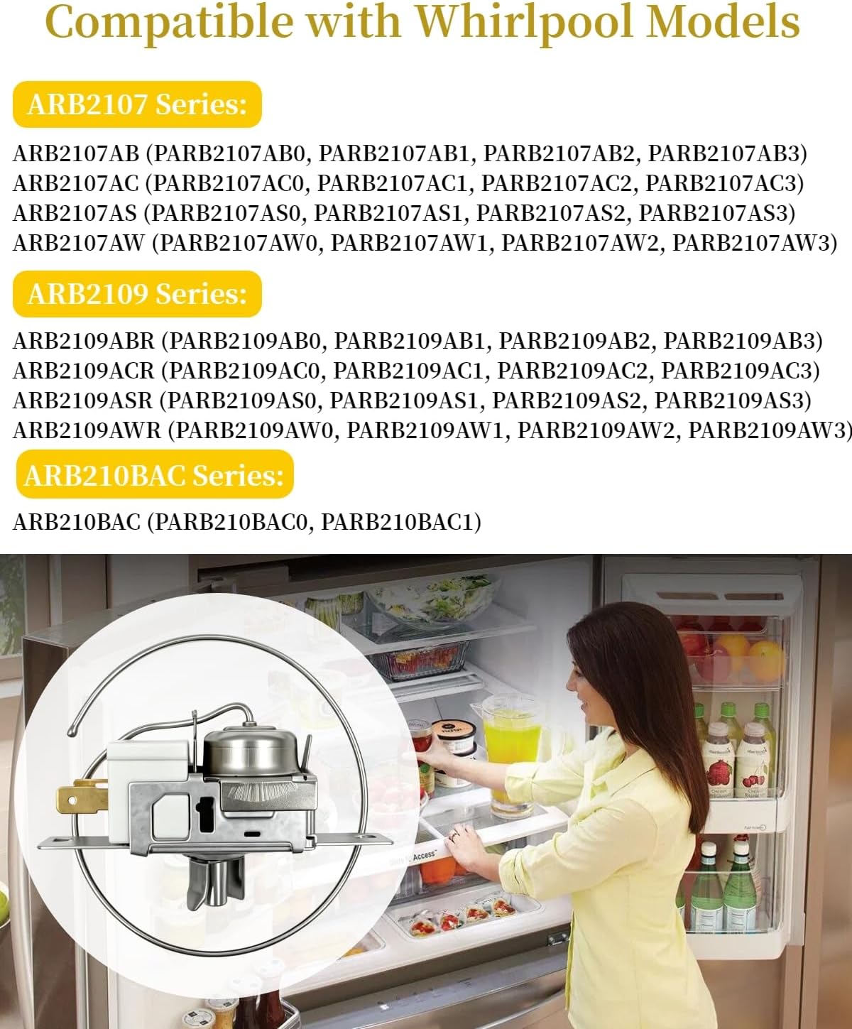 W10752646 Temperature Control Thermostat (Cold Control) | Fit for Whirlpool C8946703 C8946703 4344225 126964 AH2113963 C8946702 EA2113963 PS2113963