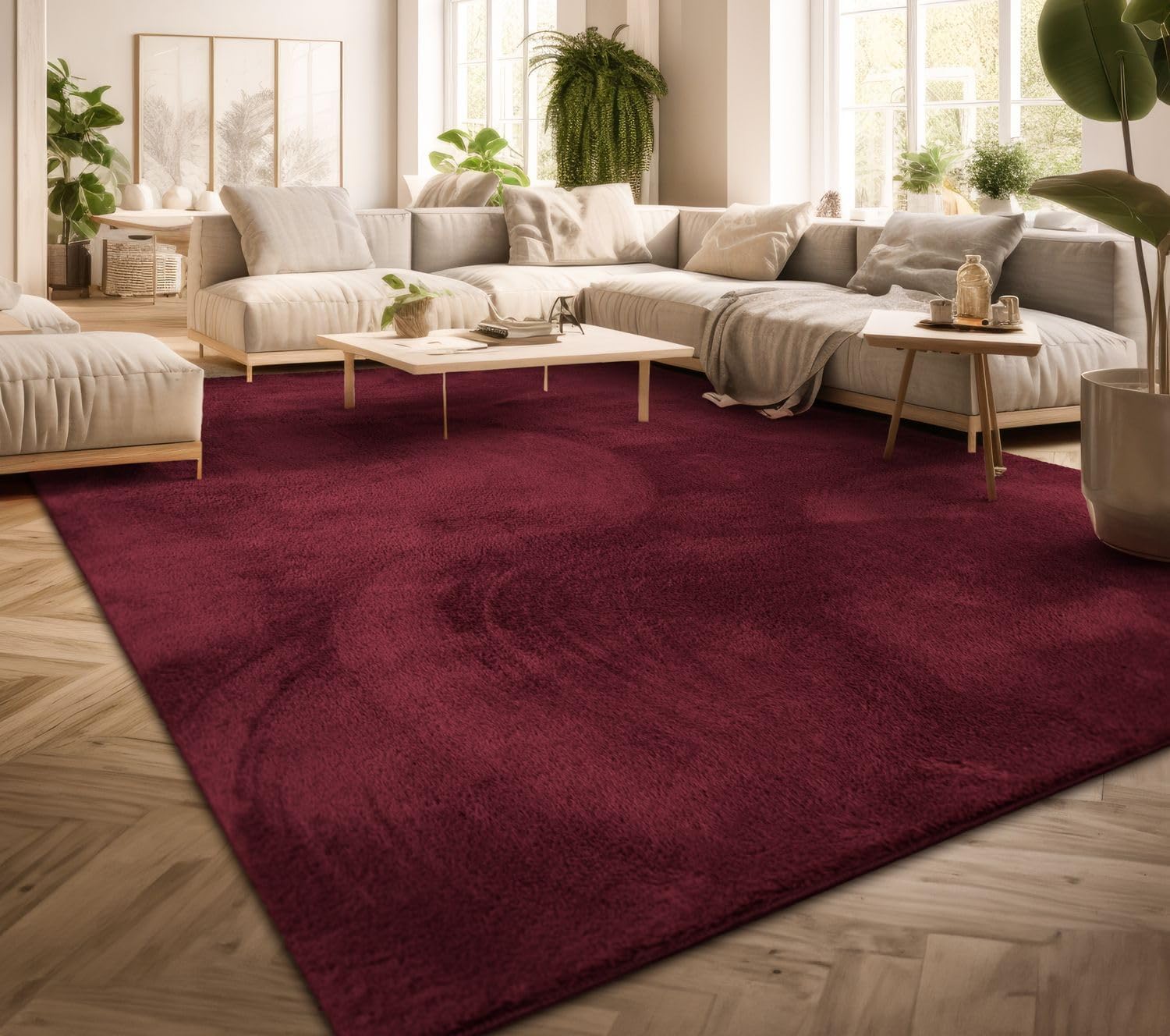 TT Home Large Rug Short Pile Monochrome Modern Design Washable, colour: Red, Size:120x170 cm