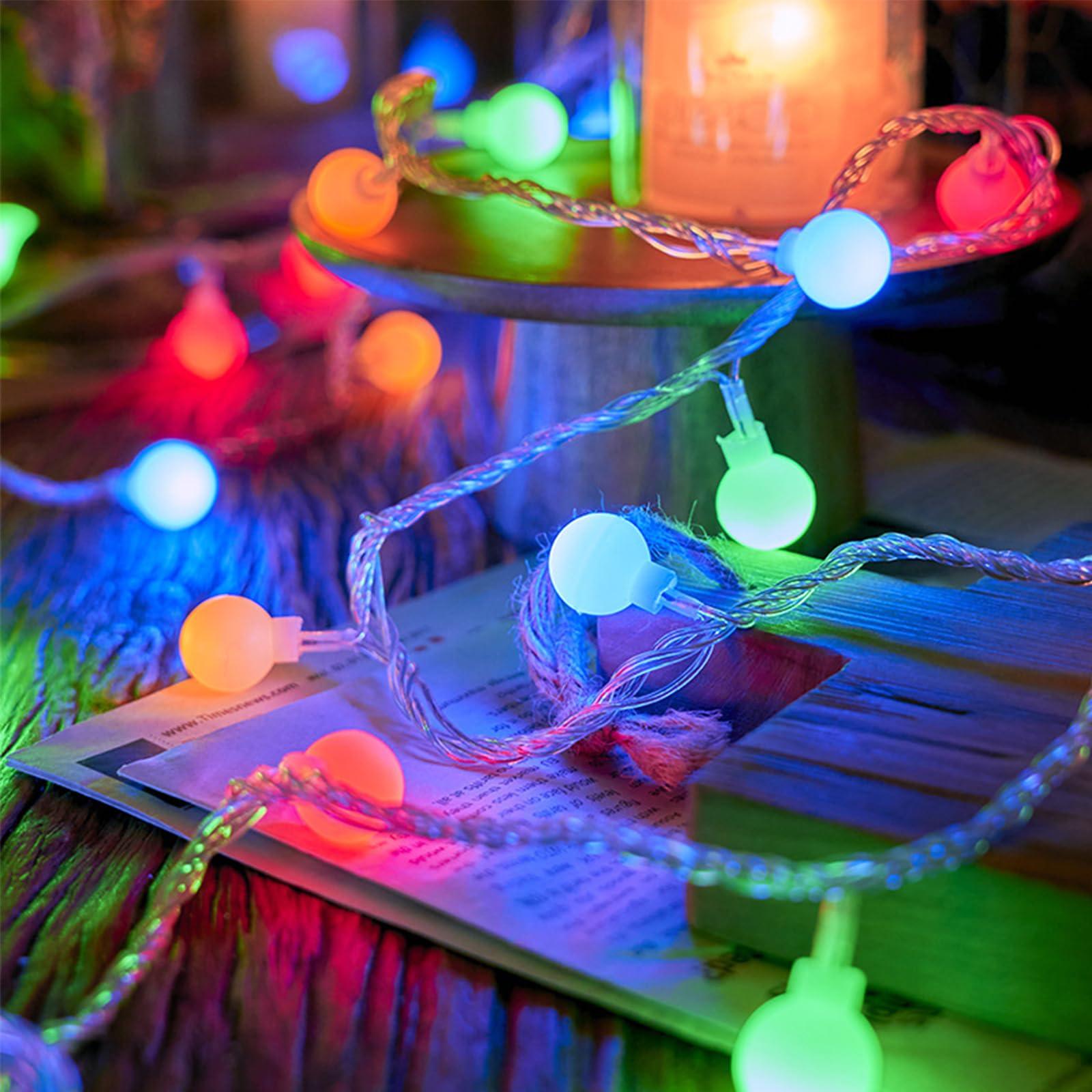 Kaleora LED Lichterkette Kugeln, 3M 30 LED Kugeln Lichterketten Batteriebetrieben, 2,4cm Durchmesser, Bunte Kugel Lichterkette für Hochzeit, Party, Weihnachten, Kinderzimmer, Innen