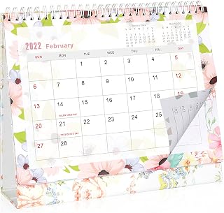 Trycooling デスクカレンダー 2021年 花柄 9.5×8インチ 卓上自立式 学習カレンダー イーゼル 月間予定表 カレンダー 2020年12月~2022年2月用