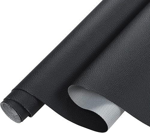 Miniatura 69 de Picheng Hojas de piel sintética de color sólido con textura de lichi, 13.8 x 53 pulgadas, rollo de piel sintética suave muy adecuado para hacer
