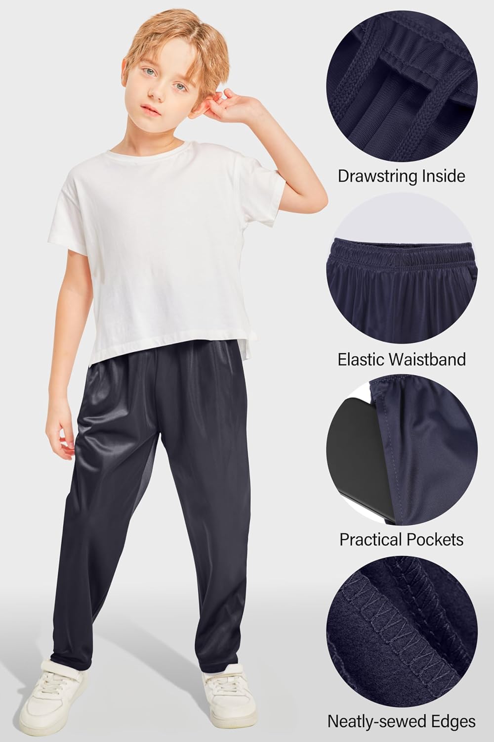 Resinta 4 Pack Boys' Athletic Sweatpants Kids' Active Sweatpants with Pockets Soft Bottom Fleece Boys Jogger Pants