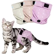 Paw Legend Cat Diapers for Female Cats Spraying Washable Reusable Kitten Diapers for Cats Incontinence Pet Diapers 3 Pack, X-Small