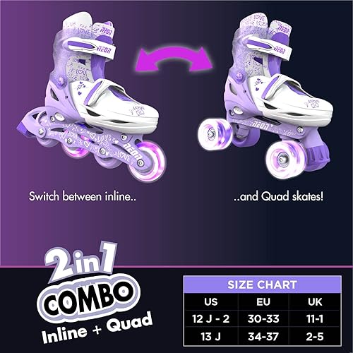 Miniatura 6 de Yvolution Neon Inline Skates for Kids Adjustable Size Skates with Light-Up Wheels, Outdoor Inline Skates for Beginners Girls and Boys