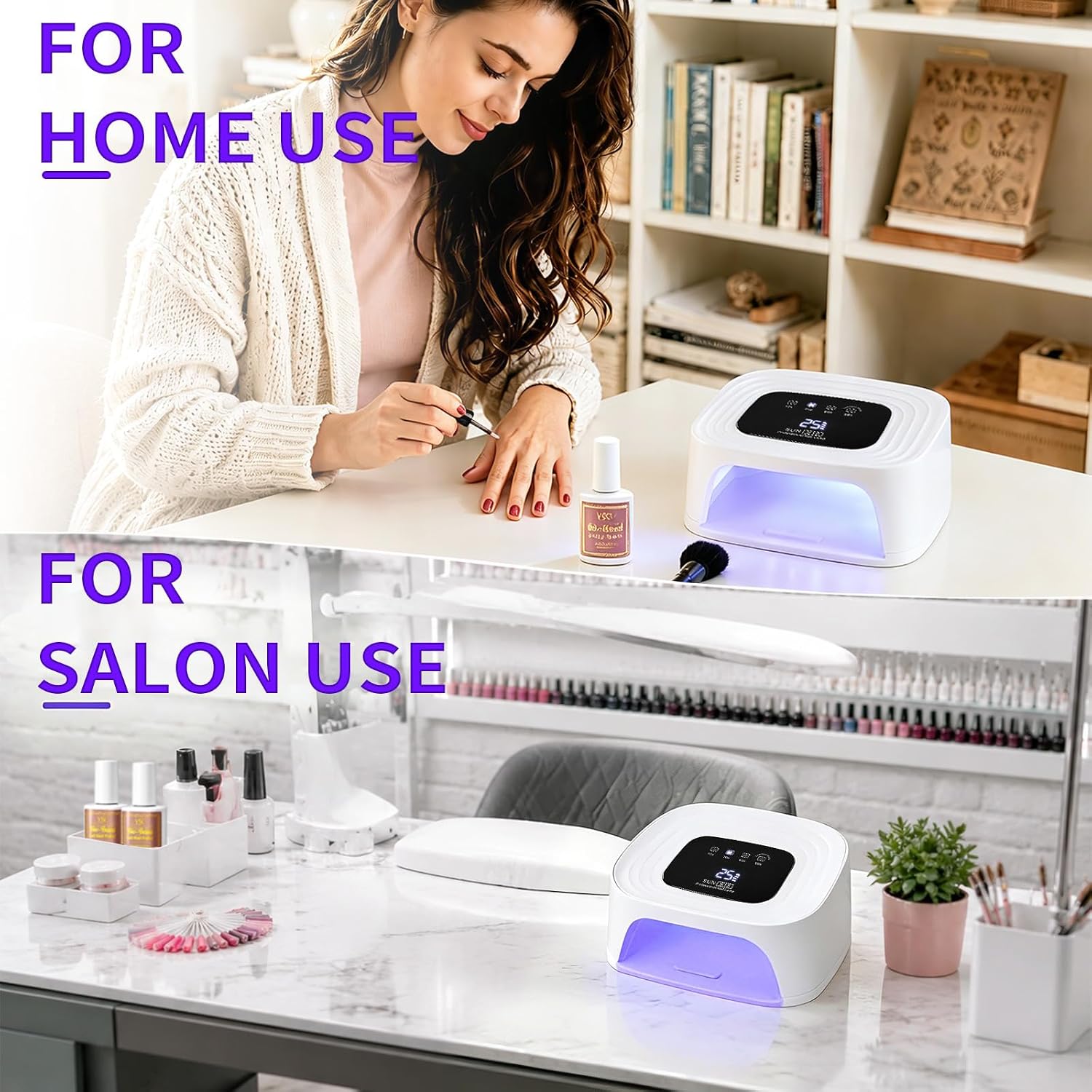 YSC Cordless UV LED Nail Lamp, Rechargeable Gel Nail Light 7800mAh | 108W Cordless UV LED Nail Lamp with 36 Dual-Light Beads, 4 Timers, LCD Screen, and Detachable Base for Gel Polish Curing