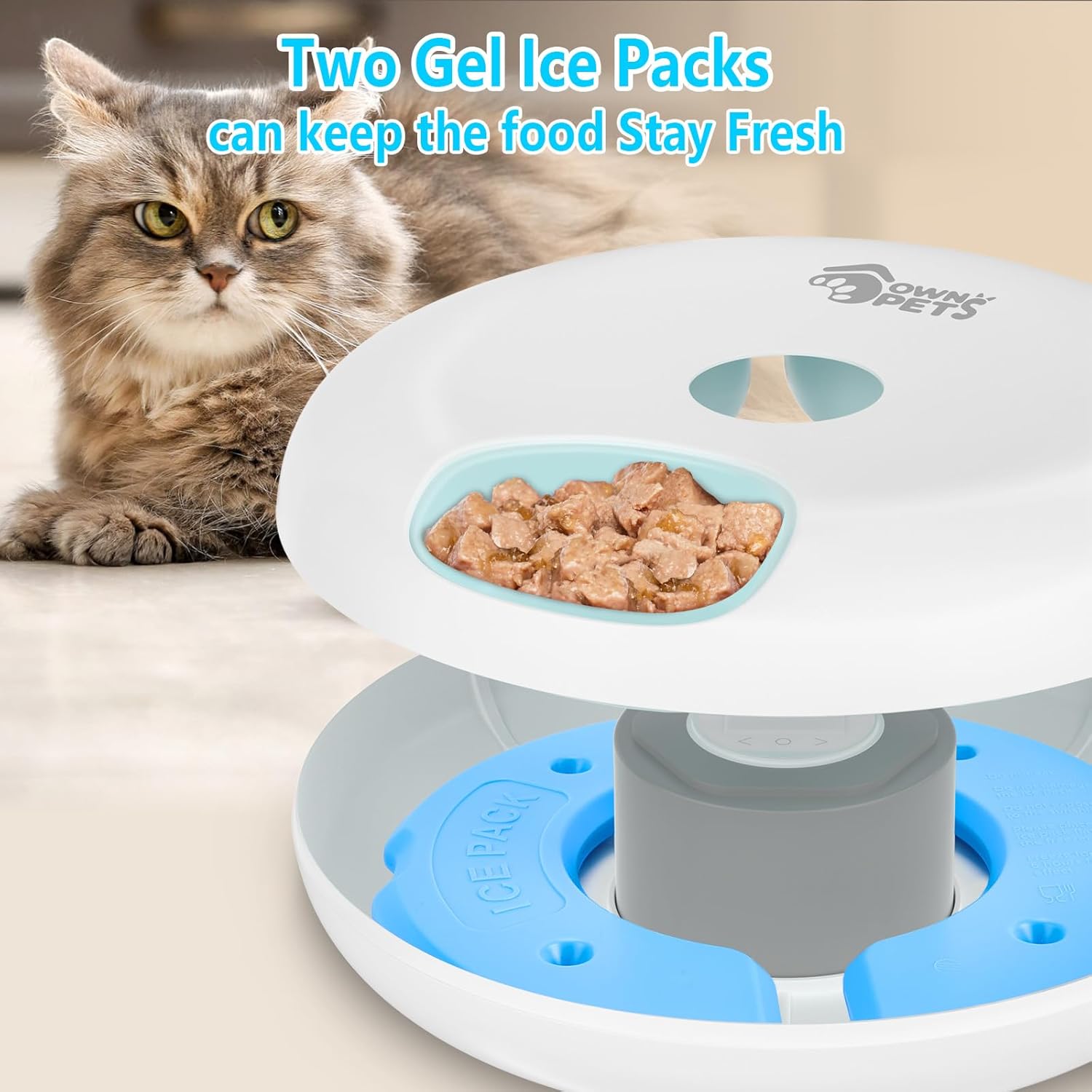 Ownpets 6 Meals Automatic Cat Feeder and Replacement Ice Packs