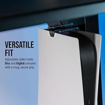 Glistco Vertical Stealth Mount for PS5, PS5 Slim & PS5 Pro - Under Desk Mount for Space-Saving - Vertical Desk Mount for Secure and Stable Console Placement