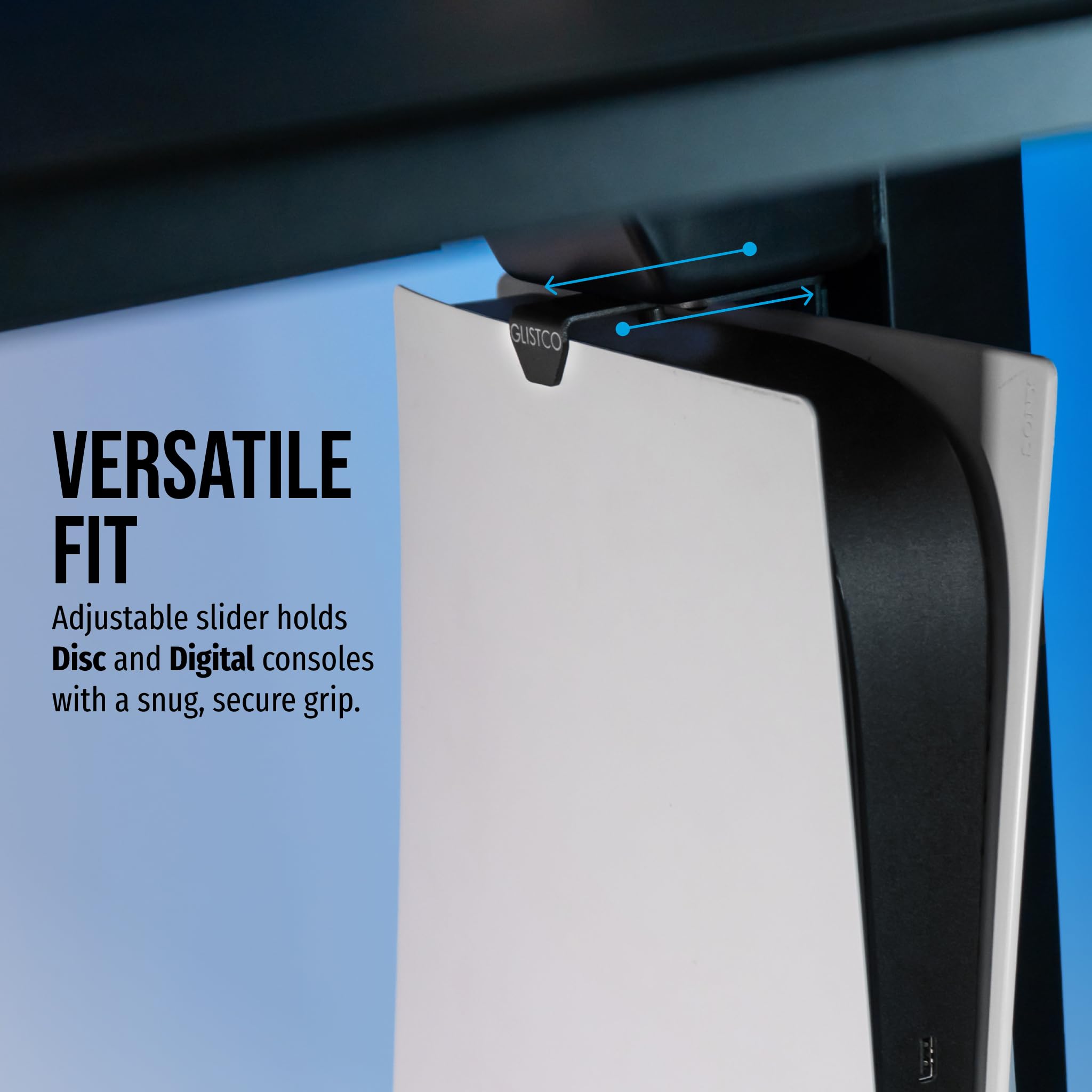 Glistco Supporto verticale invisibile per PS5, PS5 Slim e PS5 Pro – Supporto da tavolo per risparmiare spazio – Supporto verticale da scrivania per un posizionamento sicuro e stabile della console