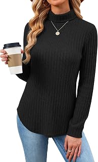 JUSTFASHIONNOW Turtleneck Tops for Women Tunic Sweater Long Sleeves Winter