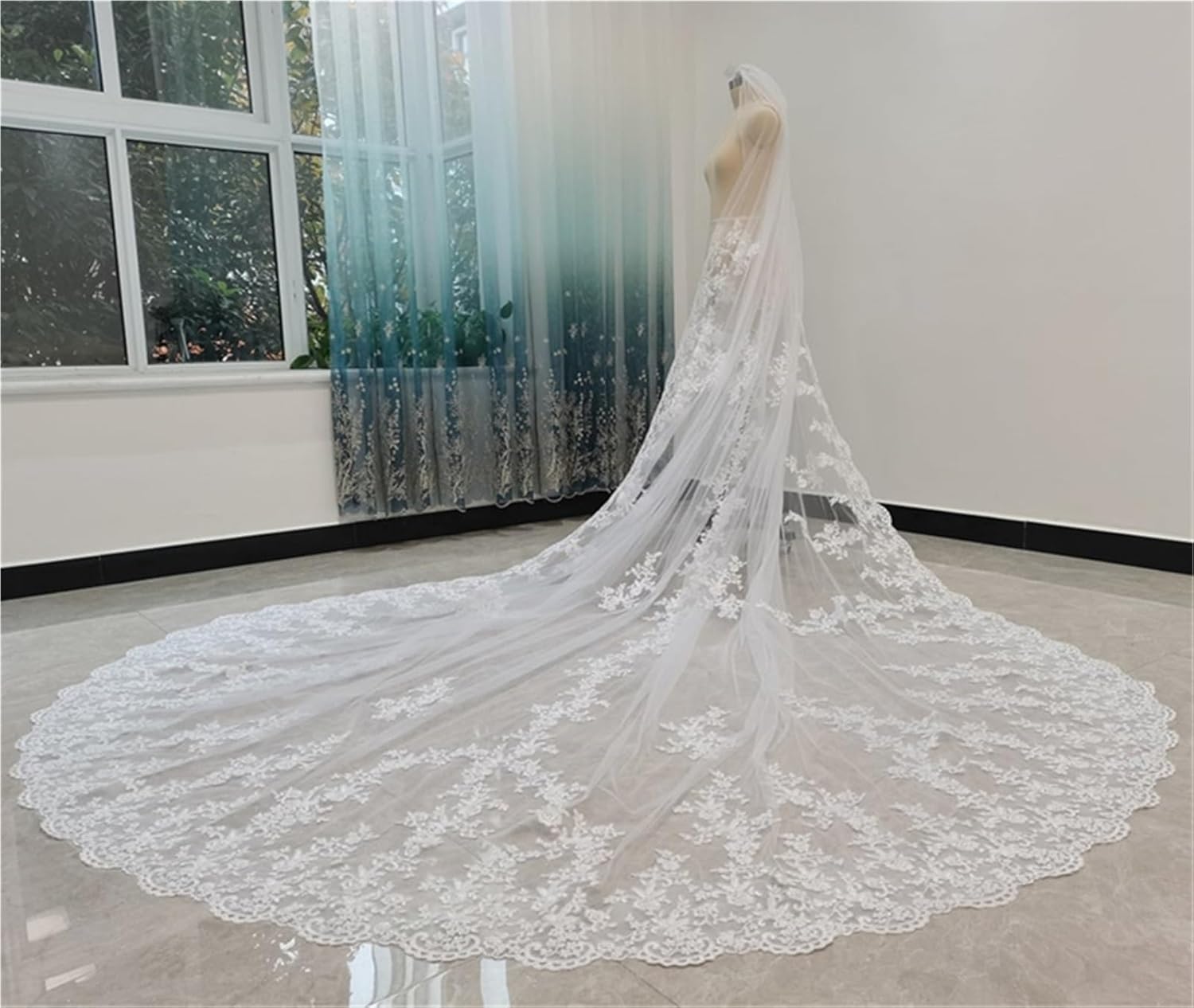 Cathedral Length Bridal Veil Veil Wide Veil 1 Layer Wedding Veil Metal Comb Real Photo Girls