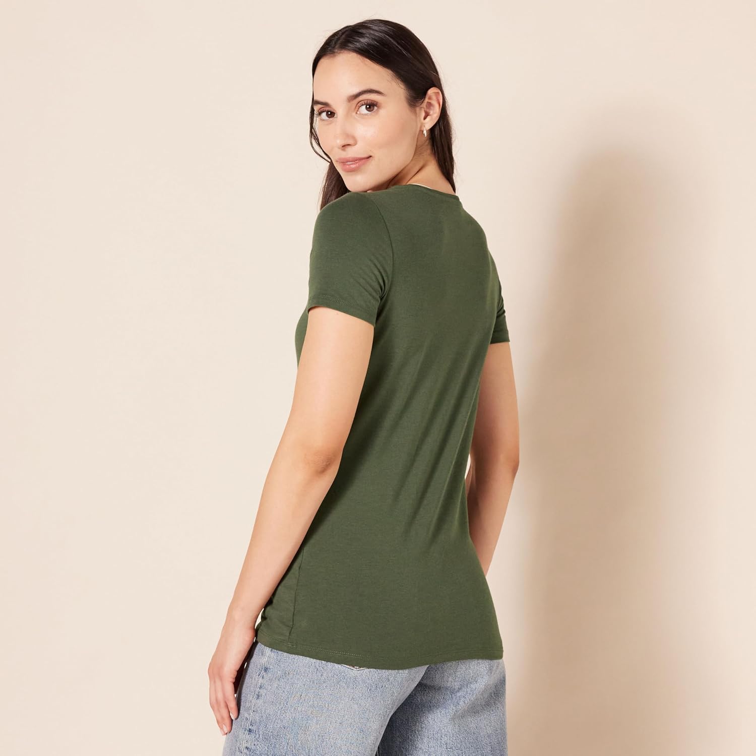 Amazon Essentials Women's Classic-Fit Short-Sleeve Crewneck T-Shirt, Multipacks 2 Olive/Black Small