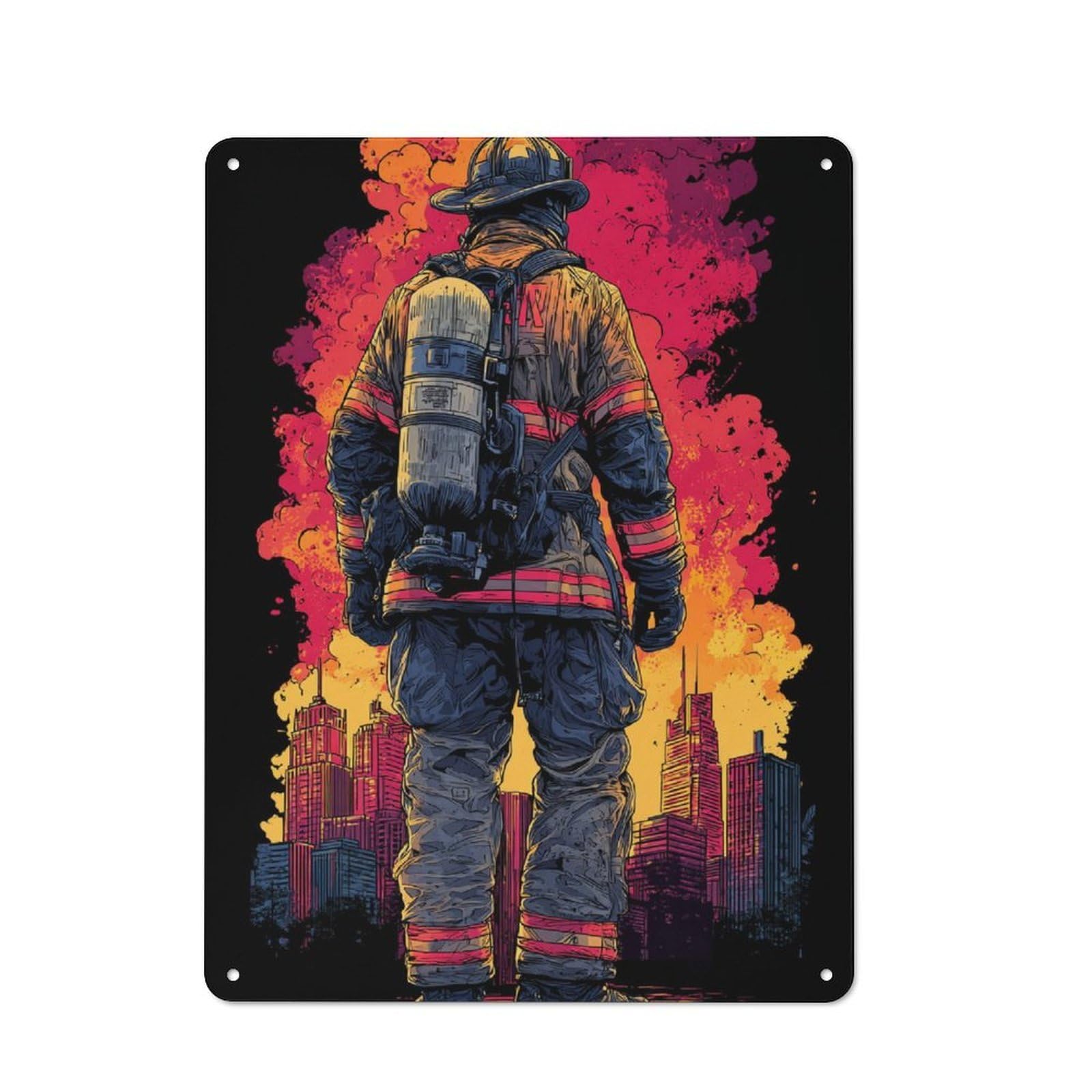 Junmoney Firefighter's Vigil Tin Sign 40X30cm With For Home Bar Wall, Retro Decor, Suited To Home Bar Decor Fans