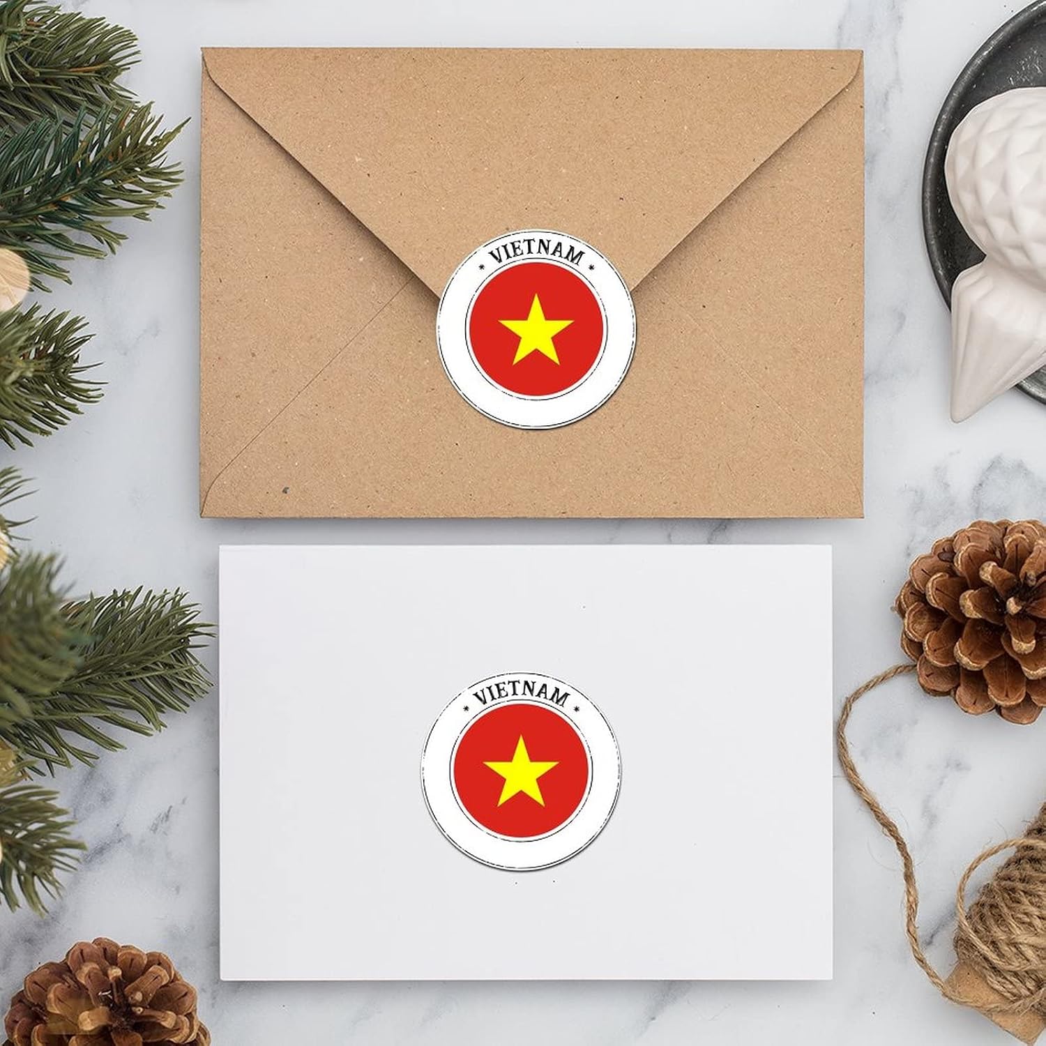 Guangpat 20 PCS Vietnam Flag Stickers for Vietnam Patriotic Decal Popular Country City Souvenir Labels Stickers for Water Bottles Laptop Computer Envelope Seals & Goodie Bags,3 Inch image 4