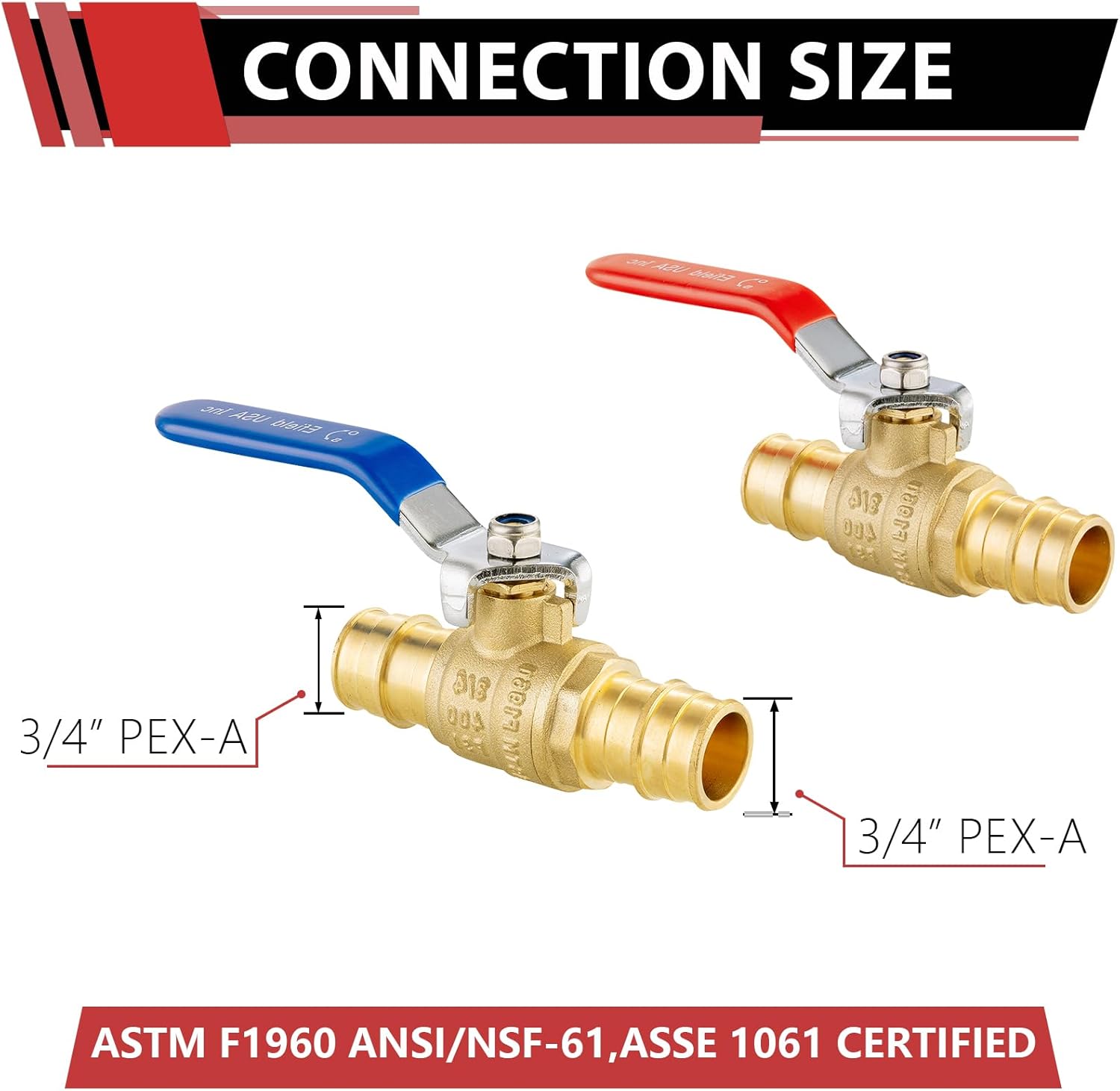 (Pack of 10) EFIELD Cold Expansion Pex-A 3/4 Inch X 3/4 Inch Brass Ball Valve For Hot and Cold Water, Potable Water, ASTM F1960,(VALVE238-10PCS)