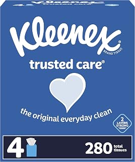 Kleenex Trusted Care Facial Tissues, 4 Cube boxes, 70 Tissues Per Box, 280 Count