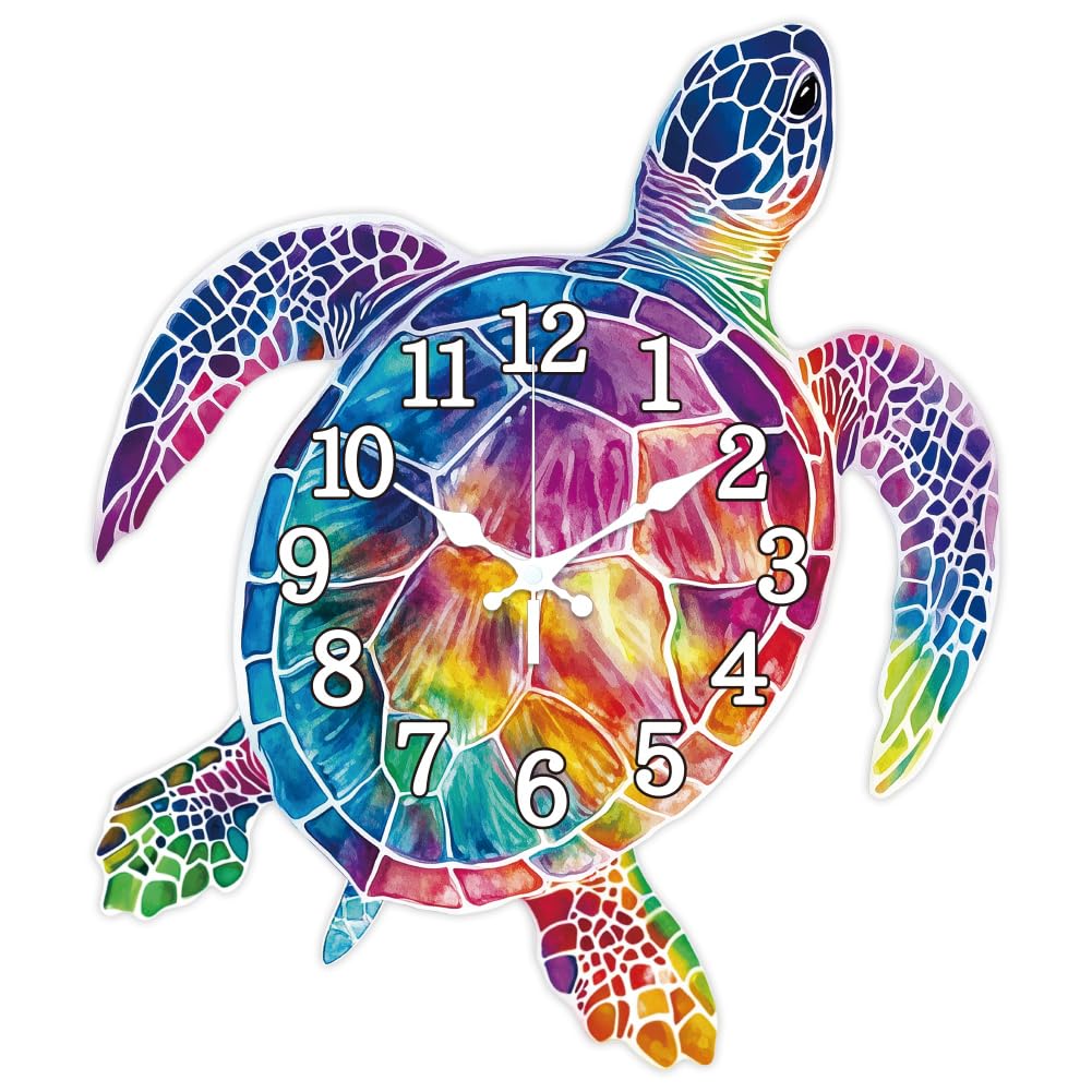 Horloge murale tortue sans tic-tac CHGCRAFT décorative irrégulière et zen