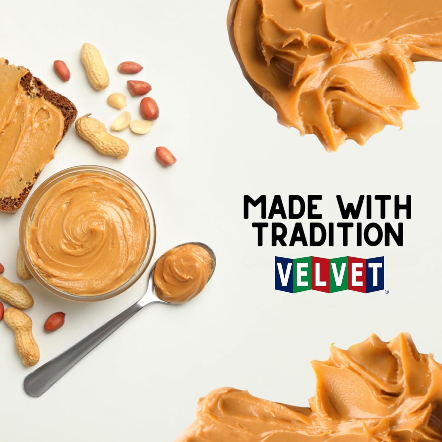 Velvet Peanut Butter, Creamy – Detroit’s Classic Since 1937, with “Fresh, Pure, Delicious” Label, Made in the USA, Gluten-Free, Packed with Roasted Peanut Chunks, Perfect for Sandwiches, Baking & Snacking (12 Jars, 18oz Each)