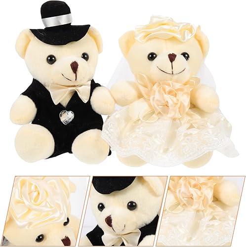 Miniatura 9 de ibasenice 2 piezas de osos de peluche de boda, juguetes de peluche, osos suaves, caja de regalo de boda, regalos para San Valentín, aniversario,