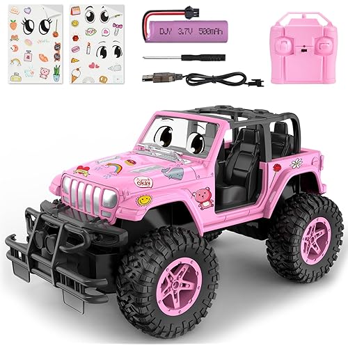 NQD Remote Control Car, Rechargeable RC Racing Cars with Stickers 1:16 Scale, 80 Min Play, 2.4Ghz Off Road Trucks All Terrain Toys Gifts for 3-Year-Old Girls