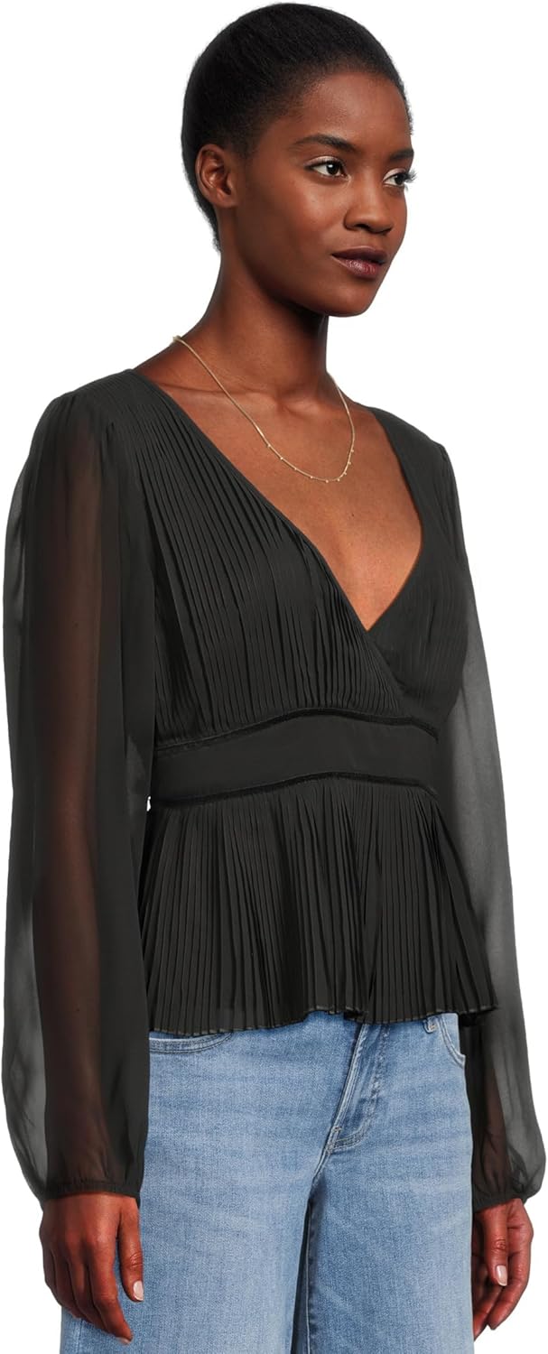 Lucky Brand Womens Long Sleeve Pleated Top - Image 2