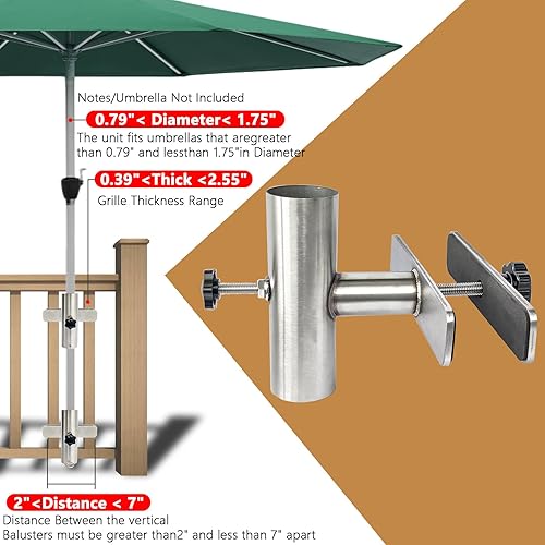 Miniatura 3 de Soporte para sombrilla de patio, soporte para sombrilla de cubierta al aire libre, 1.75 pulgadas de diámetro en abrazadera de sombrilla de acero