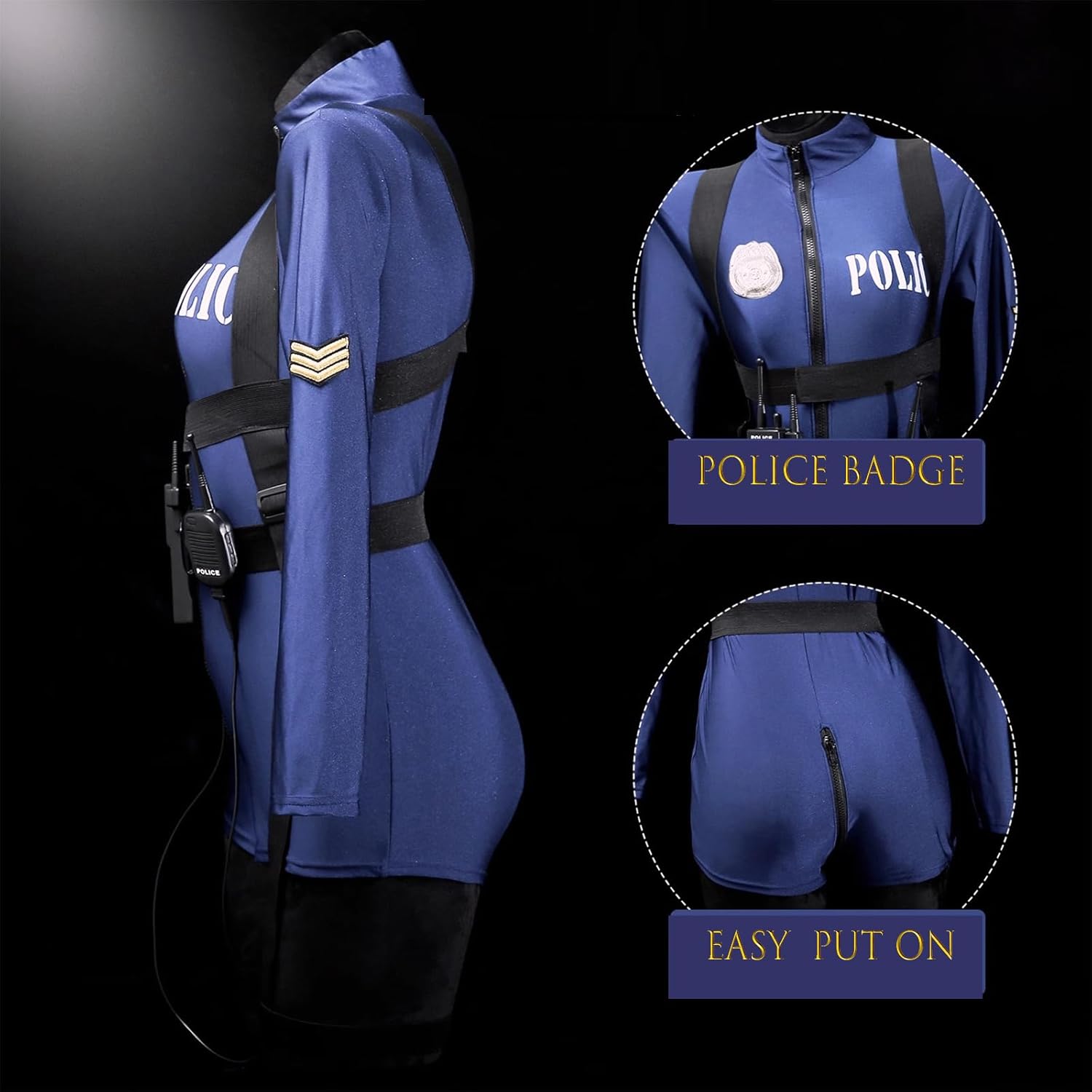 Women's Sexy Cop Costume Police Officer Halloween Lingerie Set Adult Roleplay Cosplay Outfit with Accessories - Image 6