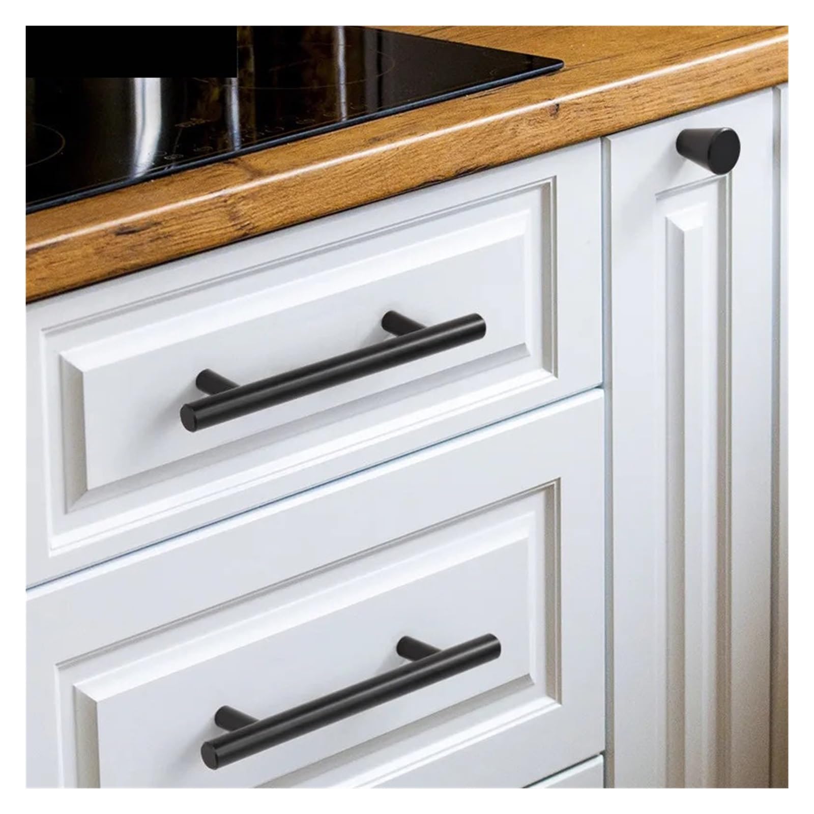 Tiradores de Muebles de Cocina 10 pomos de manija recta acero inoxidable cepillado for puertas cocina(Black 320mm)