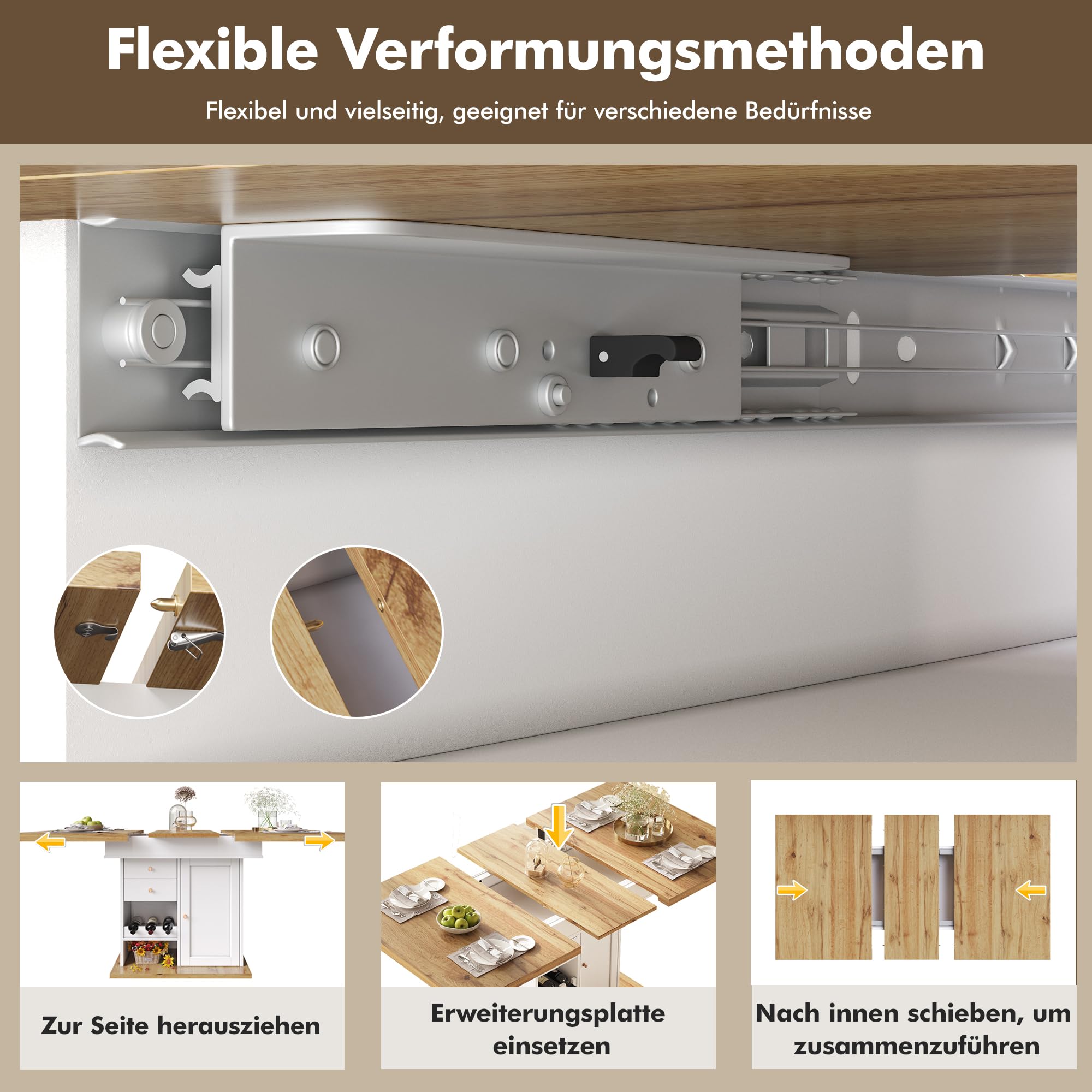 Uitschuifbare Eettafel voor 4-6 Personen - Moderne Industriële