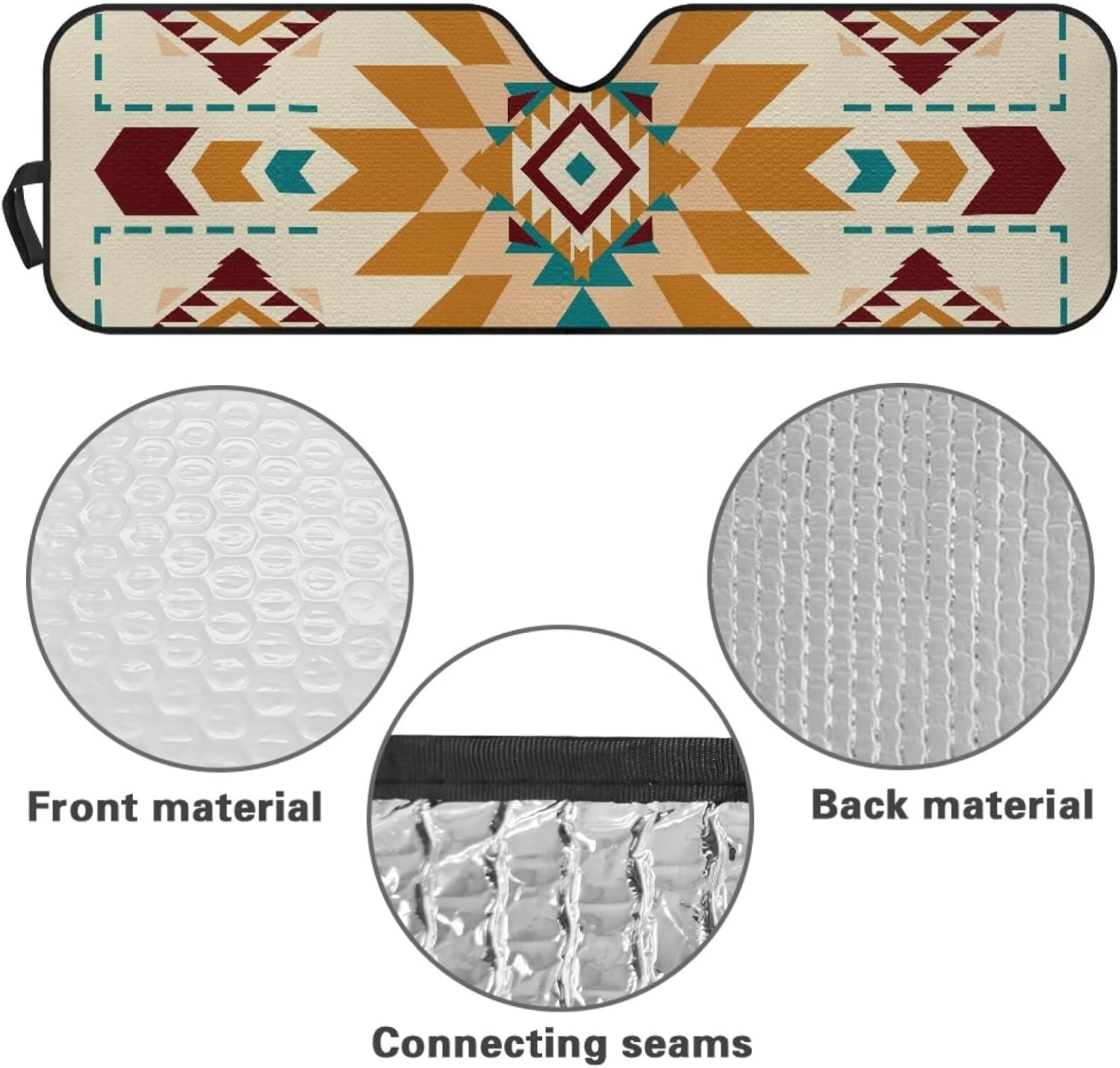Pensura Windshield Sunshade Compatible with Jeep JK JKU JL JLU 1997-2023 & Gladiator JT 2020-2023 Aztec African Tribal Car Sun Shade Sun Visor Blocks UV Rays and Keep Vehicle Cool
