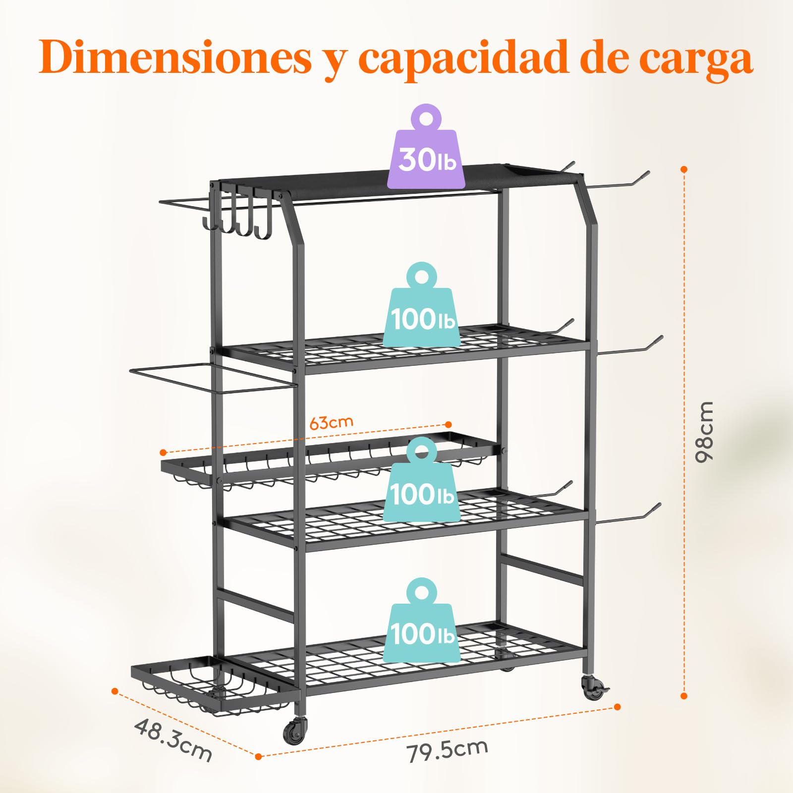 Lifewit Estante de Almacenamiento de Yoga Esterilla, Organizadores de Equipos para Mancuernas/Kit Pesas/Pesa Rusa/Ketelbell, Soporte Multifuncional para Gimnasio en Casa, 98 cm de Altura, Grandes