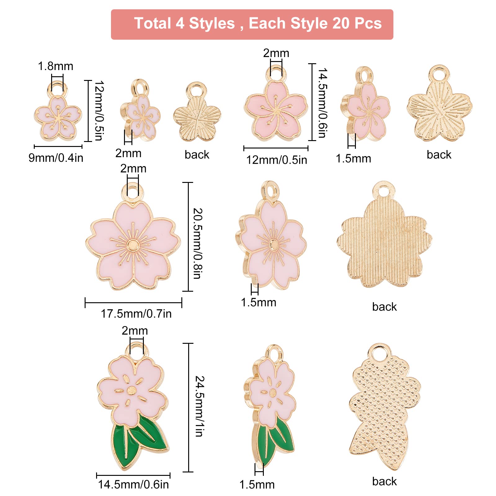 Amazon.com: SUNNYCLUE 1 Box 80 Pcs Enamel Sakura Charms Alloy