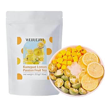 WEIJUEJIYI Kumquat Lemon Passion Fruit Tea 225g,Mixed Fruit Flavored Tea
