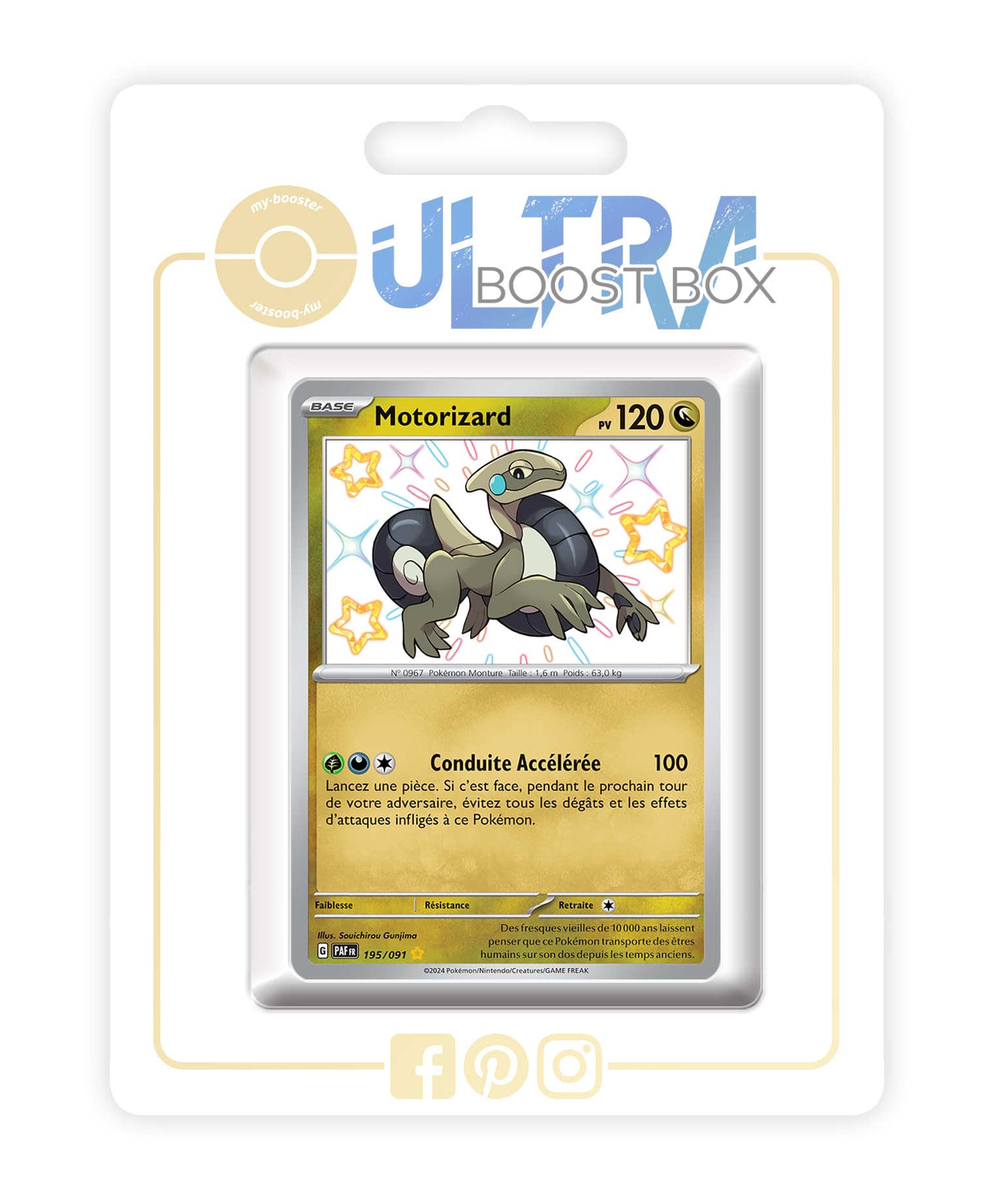 Motorizard (Cyclizar) 195/091 Shiny - 4.5 - Destinées de Paldea Box of 10 Pokemon French Cards
