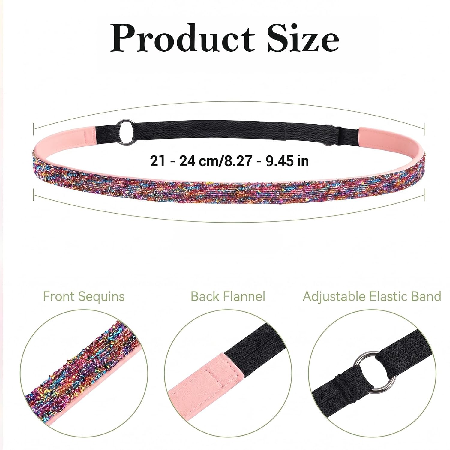 6pcs Glitter Headbands Softball, Non Slip sparkle headband