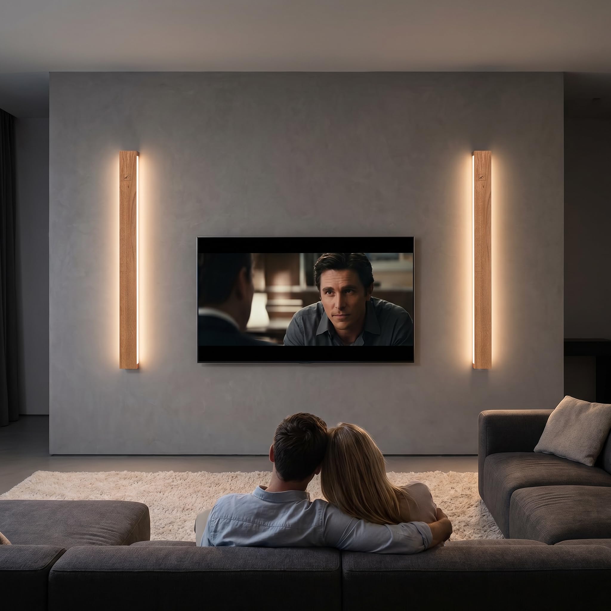 BARCELONA LED Aplique Pared Madera LED 24W Regulable 100cm | Acabado Natural, Luz Cálida 3000K, Uso Interior, Control Táctil, Estilo Nórdico