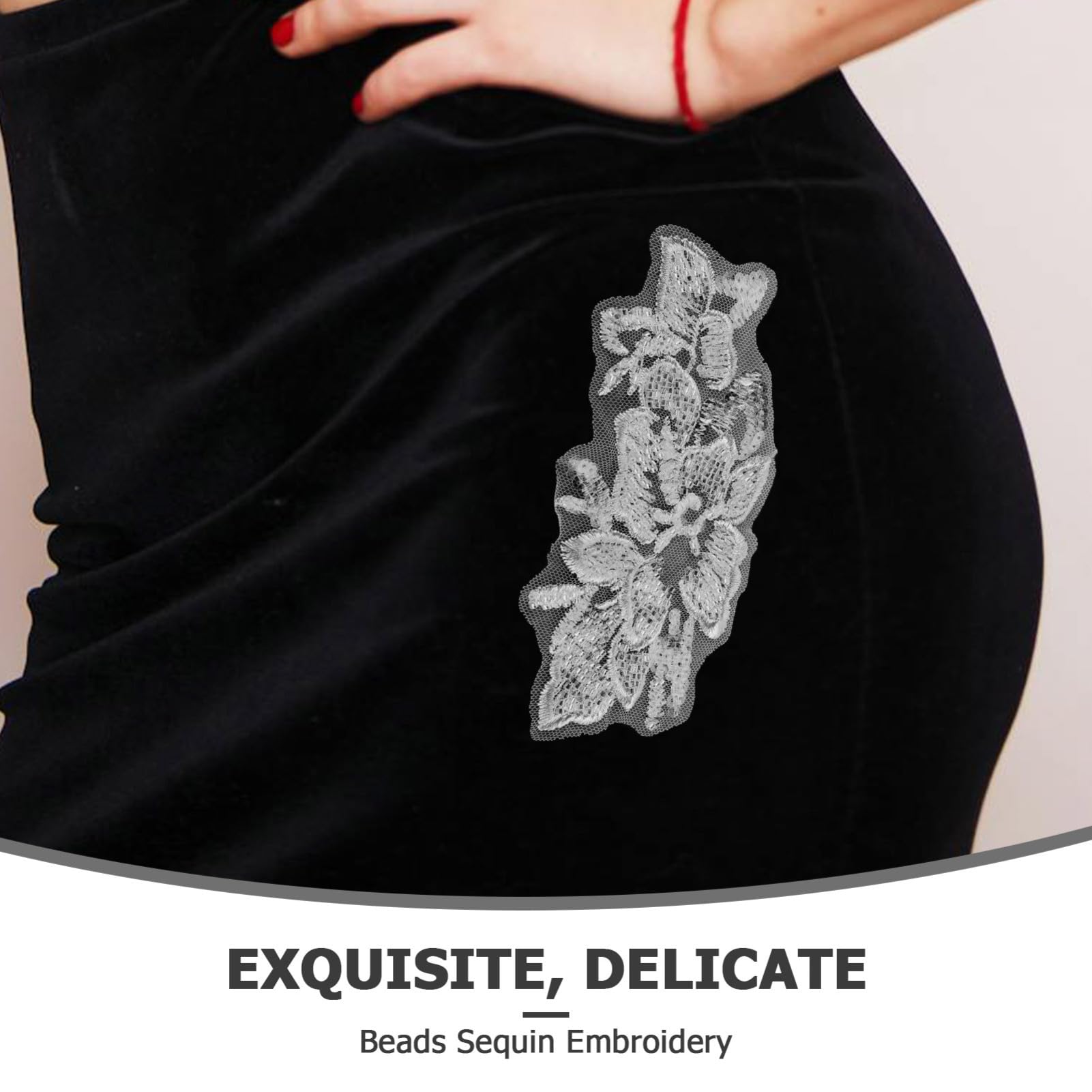 Apliques para ropa, Parches bordados de tela con flores, 1 par parches en forma flor