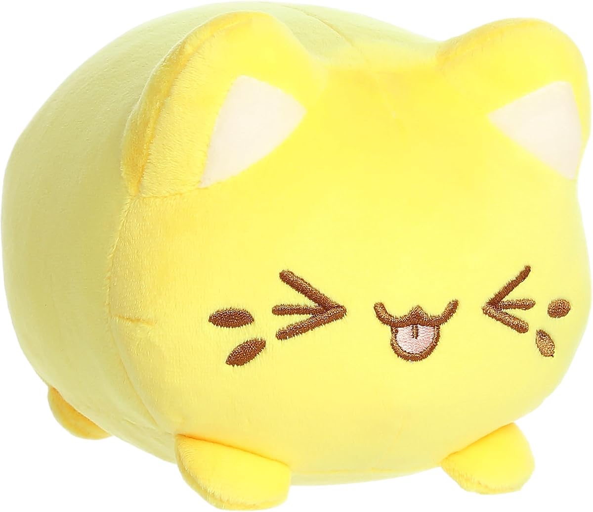 Aurora Tasty Peach 7" Lemon Meowchi Enchanting Stuffed Animal | Japanese-inspired kawaii characters with vibrant embroidered details